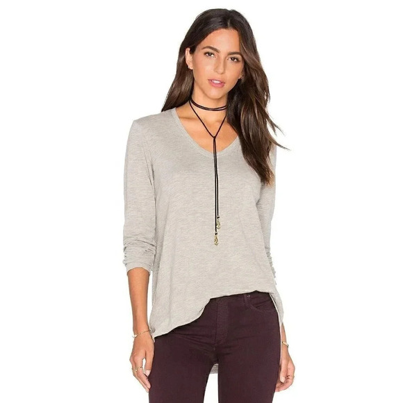Wilt  Size XS Vintage V Neck Long Sleeve Top Tee in Gray Heather NEW! - Picture 1 of 8
